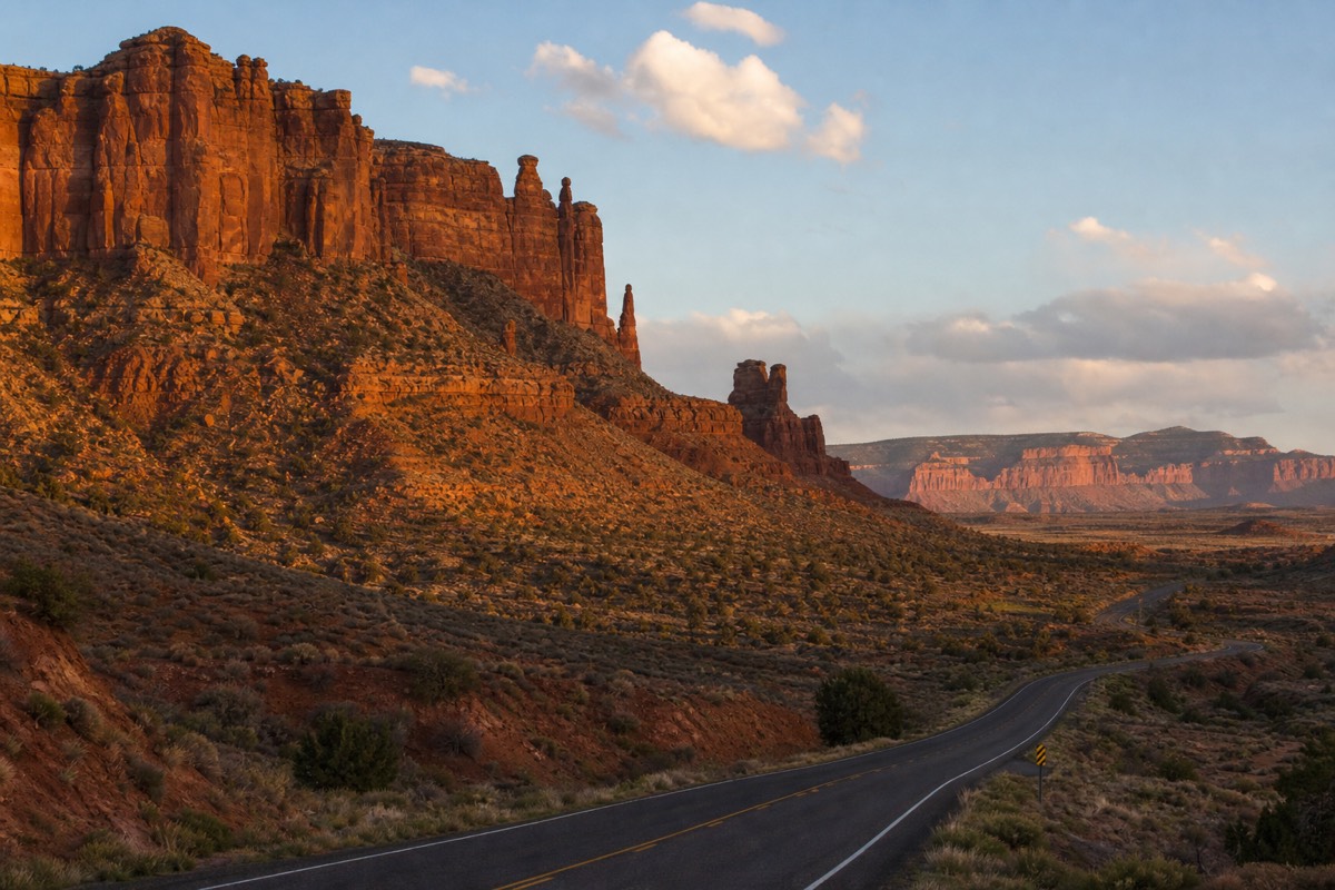 Red rock formations at golden hour on a multi-day Southwest loop between Zion and the Grand Canyon